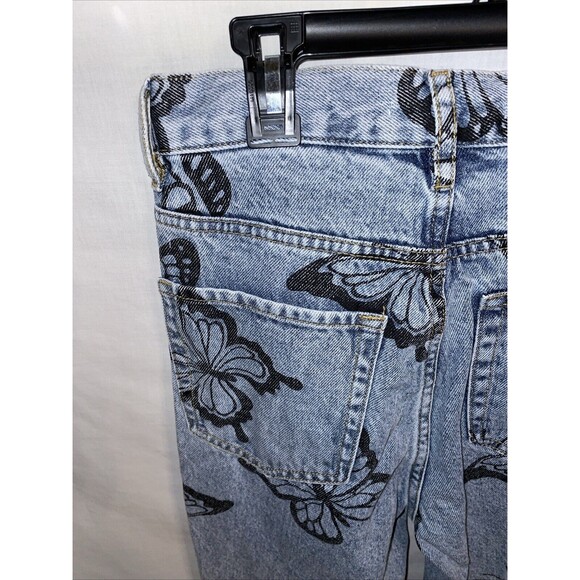 Pacsun Women’s Distressed Hem Jeans Size 28x27 Blue Butterfly Motif Party School - Picture 11 of 12